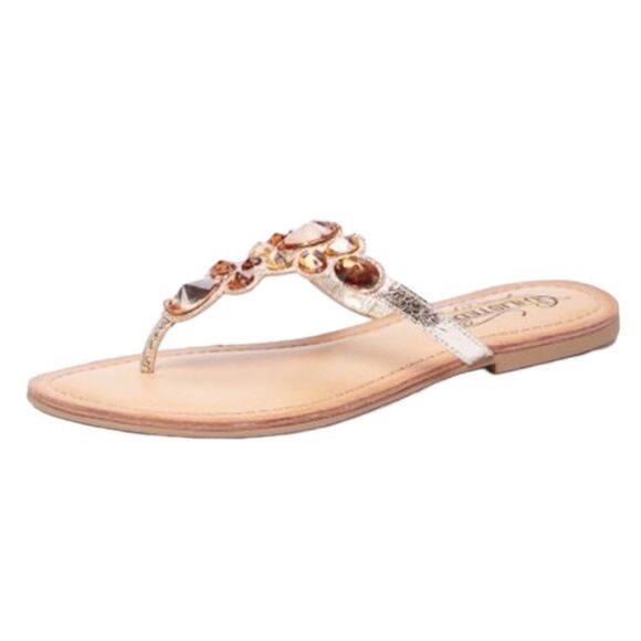 Unlisted by Kenneth Cole Champagne Jeweled Modern Coin Sandals 7.5 - Picture 1 of 11